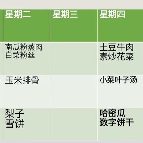 石垭幼儿园4月第一周食谱