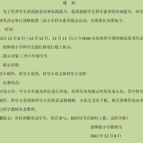 【居家让我更爱家 科学让家更美好】——团林镇小学第二届科学素养展示活动