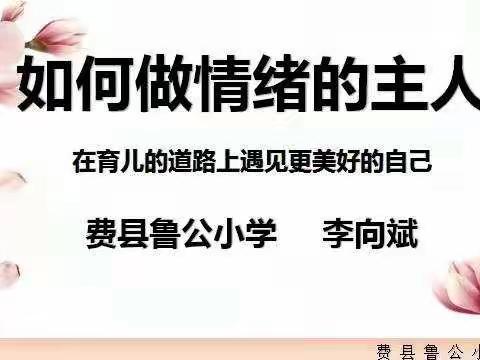 如何做情绪的主人——在育儿的道路上遇见更美好的自己（费县鲁公小学一年级微课活动）