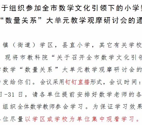 知数者善其身，懂数者明其行——劳店镇中心小学参与学习全市数学文化引领下的小学数学“数量关系”大单元研讨会