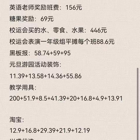 87班2021上学期班费支出明细