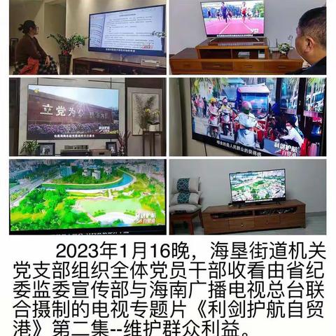 海垦街道组织观看《利剑护航自贸港》第二集维护群众利益