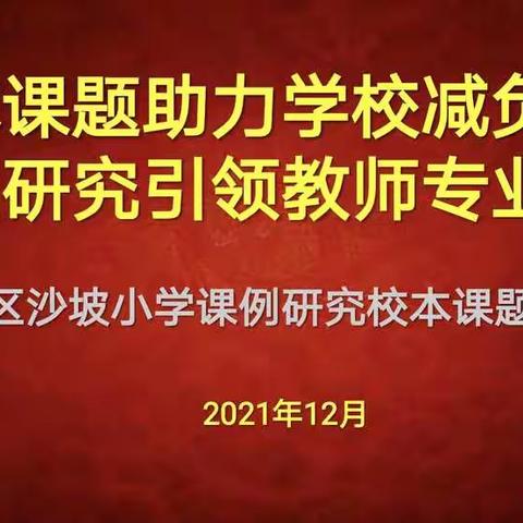 校本课题助力学校减负提质     课例研究引领教师专业发展