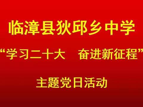 临漳县狄邱中学党支部12月份组织开展“学习二十大、奋进新征程”主题党日活动