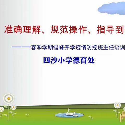 准确理解、规范操作、指导到位——四沙小学开展春季学期错峰开学疫情防控暨班主任培训活动