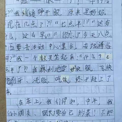 城城哥哥三四年级寒暑假习作