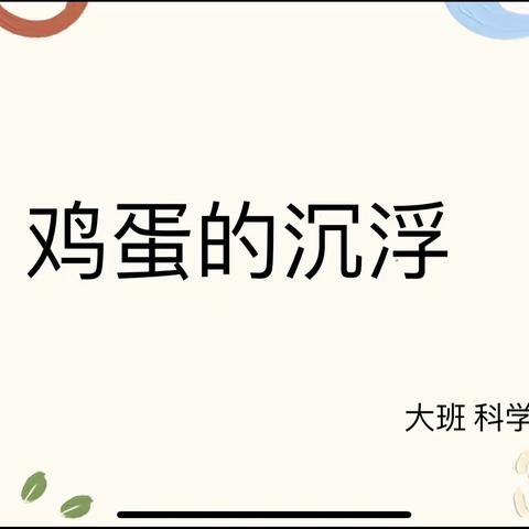 科学衔接《鸡蛋的沉浮》主题活动—合阳县雅静园幼儿园大一班