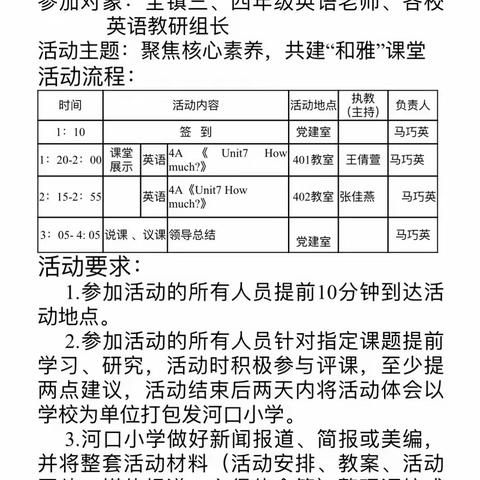 聚焦核心素养，共建“和雅”课堂———小学英语联盟活动在河口小学举行