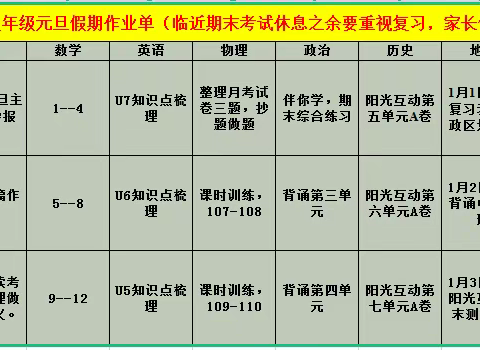 【新星教育】铜山区新星学校八年级作业清单