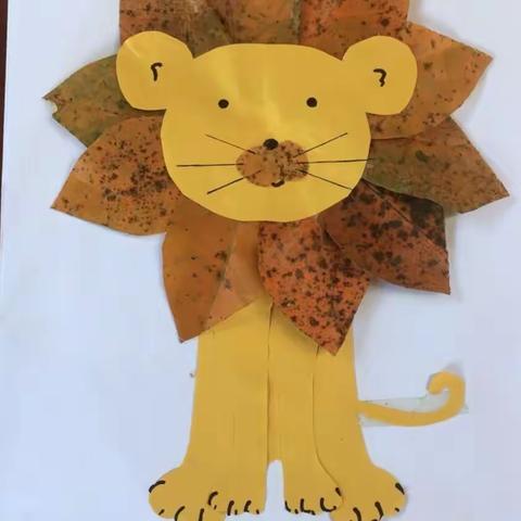 46班，孩子们的作品《树叶贴画》