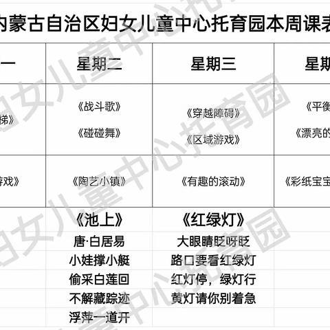 内蒙古妇女儿童中心托育园【橙子班】3月第一周周报告