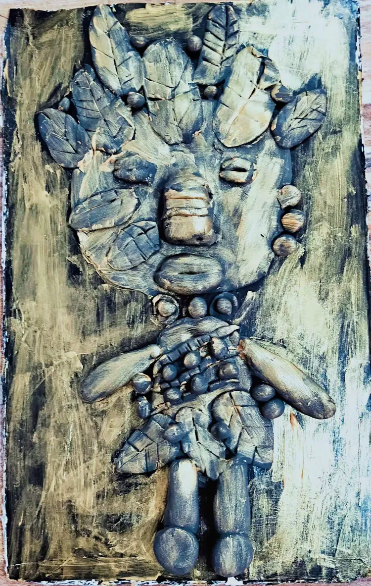 2019年7月10日美术课之金色丙烯轻粘土画