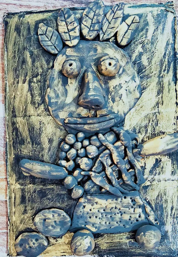 2019年7月10日美术课之金色丙烯轻粘土画