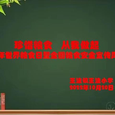 珍惜粮食    从我做起——王洼小学2022年世界粮食日暨全国粮食安全宣传周系列活动