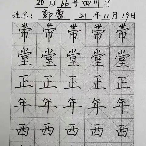 汉字书写素养20班第三周成长记录