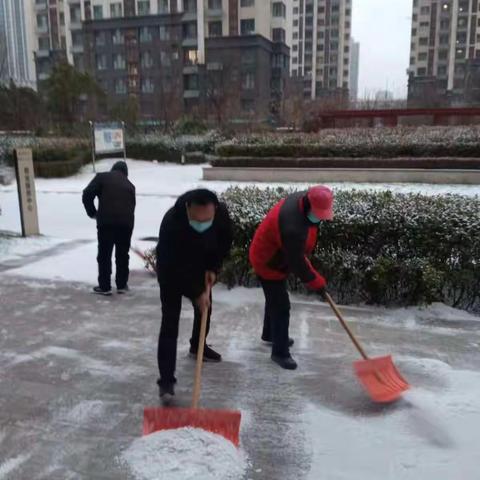 下雪的季节，忙碌的物业人