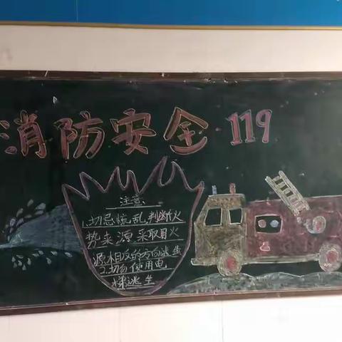 孟津县平乐镇太仓小学119消防日安全教育之黑板报