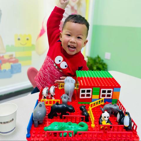 侯知诺小朋友与她的乐高作品《动物园🐒》