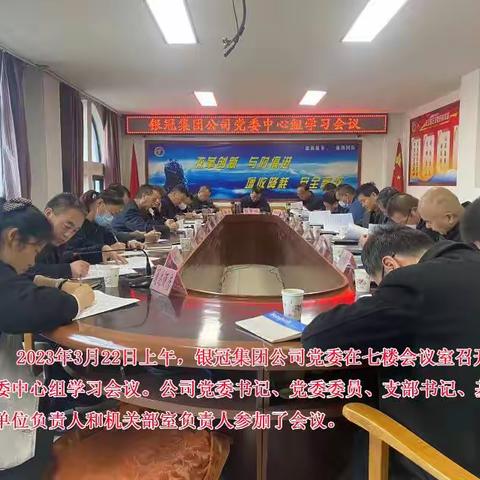 银冠集团公司党委召开党委中心组学习会议