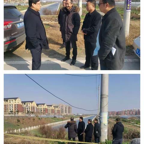 黄梅县县委副书记、政法委书记周明一行调研飞虹港延伸工程进展情况