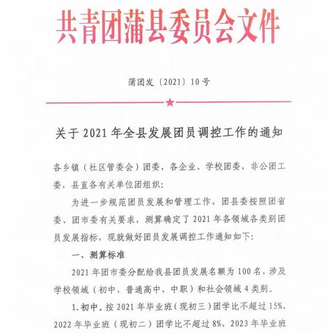 蒲县高级中学2021年入团积极分子遴选活动