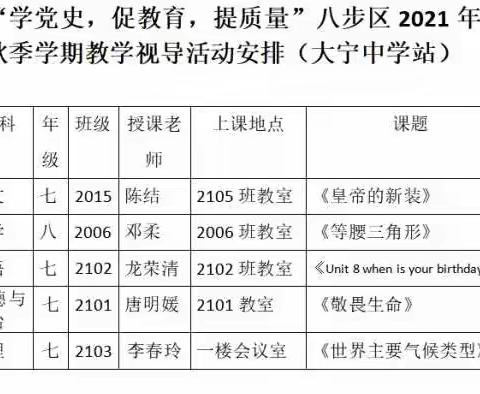 “学党史 促教育 提质量”八步区2021年秋季学期教学视导活动(大宁中学站)