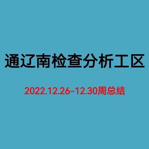 通辽南检查分析工区12.26-12.30工作周总结