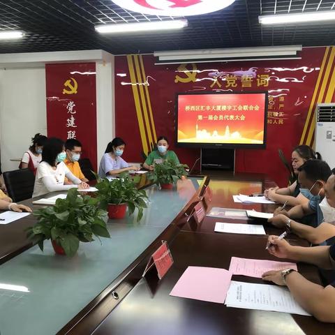 桥西区红旗街道汇圆街社区汇丰大厦楼宇工会联合会第一届会员代表大会召开