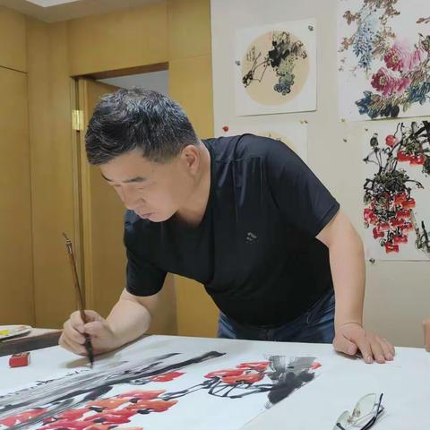 杨俊岭国画班咸阳世茂中心教学点花鸟小品画示范