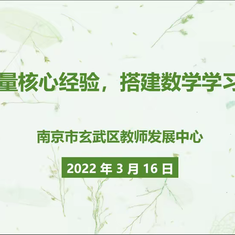 聚焦数量核心经验，搭建数学学习的阶梯——记3月16日玄武区幼教数学教培班线上培训