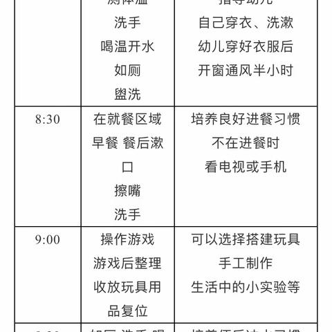 郭店社区幼儿园建议家长【幼儿居家一日活动安排时间表】