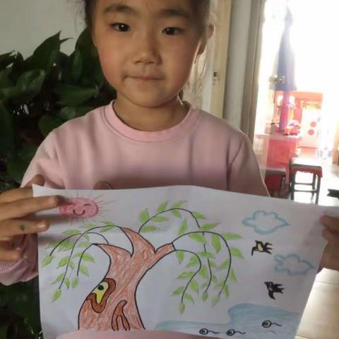 停课不停学，家园共行动__画柳树