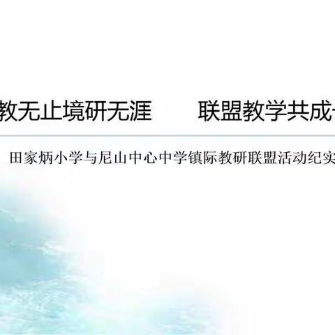 教无止境研无涯  联盟教学共成长——田家炳小学与尼山中心中学镇际教研联盟活动纪实