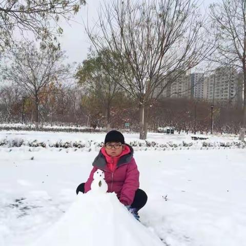 重阳小朋友雪后沭河公园