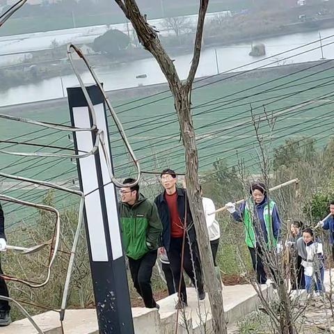 3月12日西周镇政府领导在下沈村参加田鸡山植树活动