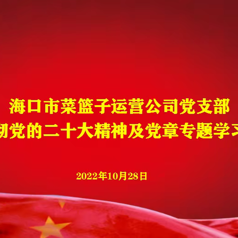 海口市菜篮子运营公司党支部召开传达党的二十大精神专题学习会