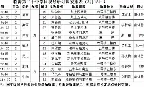 听课把脉共交流  专家引领促提升         ——罗庄区教学指导中心领导莅临临沂第二十中学教学备考视导