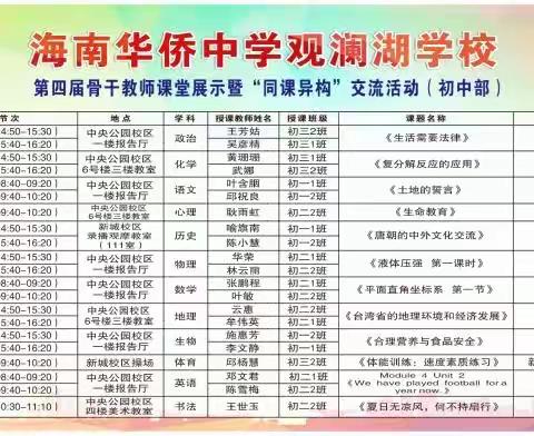 海南华侨中学初中部政治科组第四周集体活动