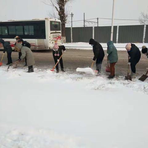 万新街道虎万路社区积极开展除雪劳动
