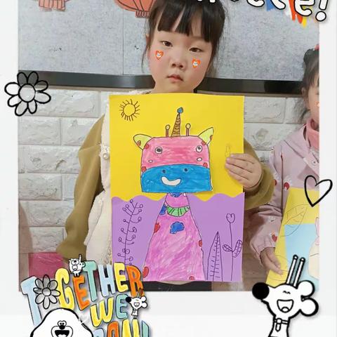 四点班的小朋友绘画作品《长颈鹿》👏👏👏👍👍👍