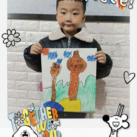 四点班的小朋友绘画作品《鸵鸟》👏👏👏👍👍