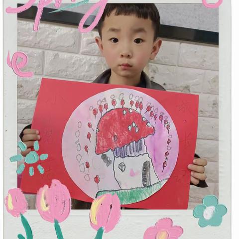四点班的小朋友绘画作品展示《小蘑菇成长记》👏👏👏👍👍👍