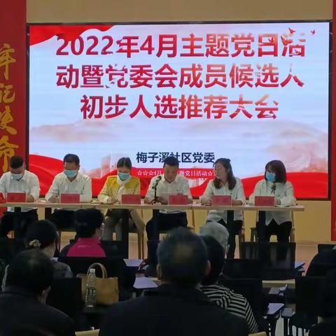 梅子溪社区4月主题党日暨点军街办梅子溪社区党委候选人初步人选推荐大会