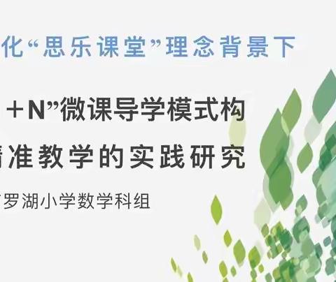 罗湖小学数学“理解”课堂模型工作坊主题研讨系列活动——以“1+N”微课导学模式构建精准教学