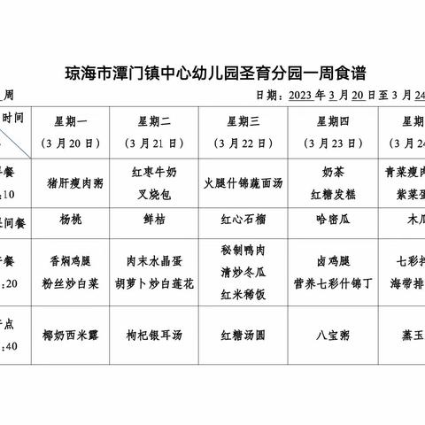 圣育分园第六周美味食谱&保健周报