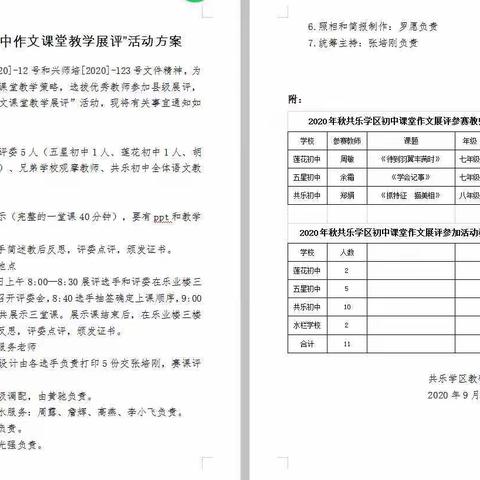 群芳竞艳展风采，相互切磋共进步                 ——共乐学区作文教学展评活动