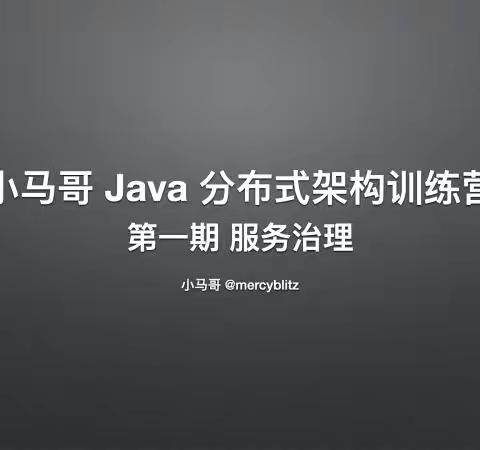 小马哥-Java 训练营 第一期 Java 分布式架构-服务治理