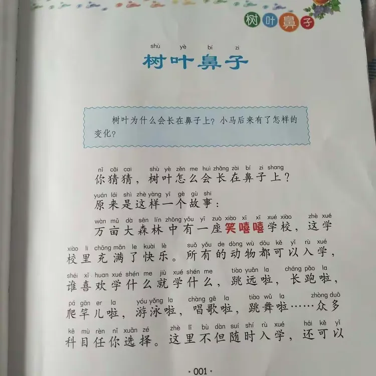 通榆县第二小学一年六班姚蕾读书会《树叶鼻子》