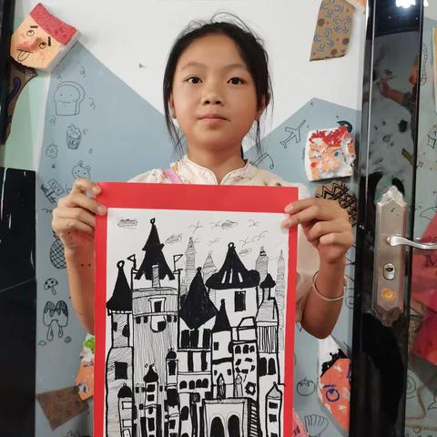 惠画堂六枝校区暑假班周二下午1:00~3:00.《线描建筑》