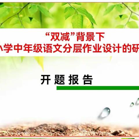 课题促发展，研究伴成长——双减背景下小学中年级语文分层作业设计的研究小课题开题报告会
